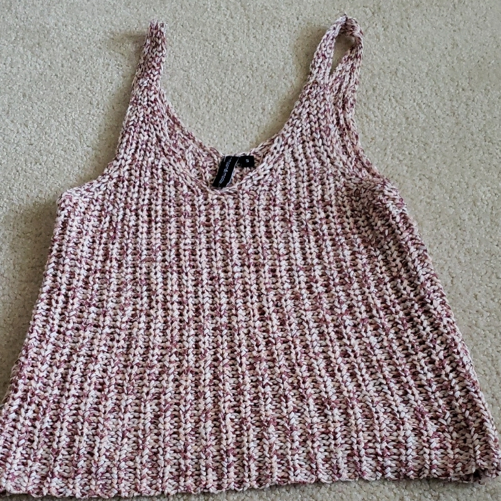 Moon & Madison Pink and White Ribbed Sleeveless Tank